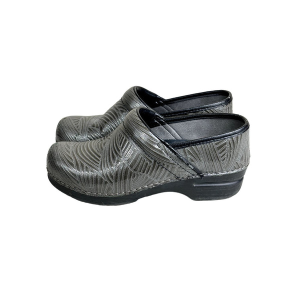 Dansko Metallic Gray Green Leather Clogs Career Work Nurse Size 38 (US 7.5-8) - Picture 3 of 14